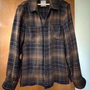 GAP Black and Tan Plaid Soft Twill Overshirt
